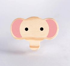 Handcrafted Pine Wood Elephant Face Knob
